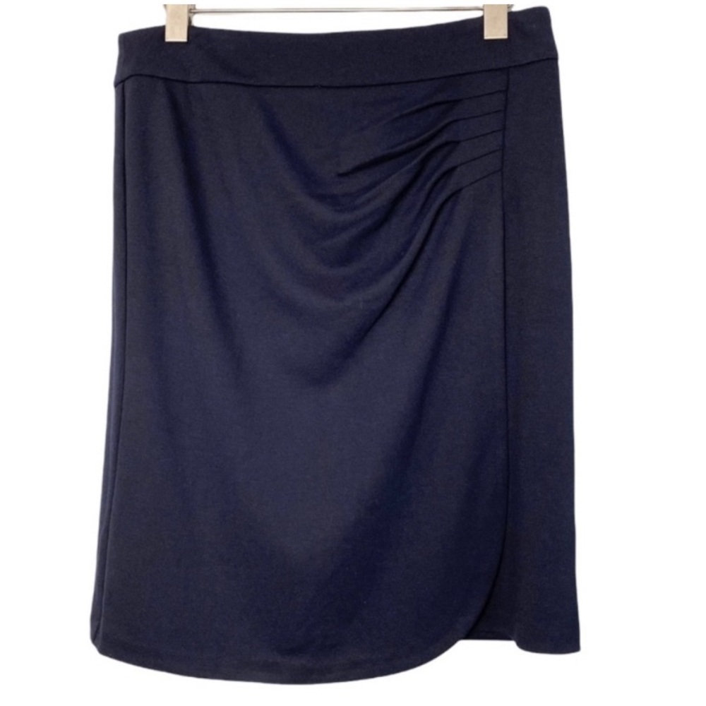 NWOT Zero Navy Blue Faux Wrap Casual Relaxed Career Office Skirt 36 US S (4-6)